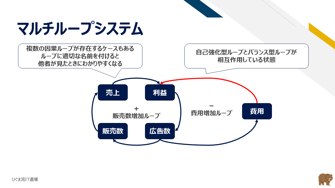 自己強化型とバランス型が複合するマルチループシステム