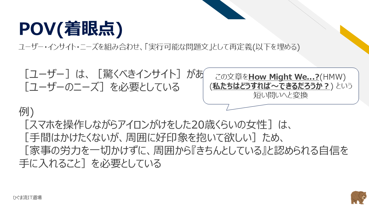 POVからHow Might We（問い）への変換プロセス