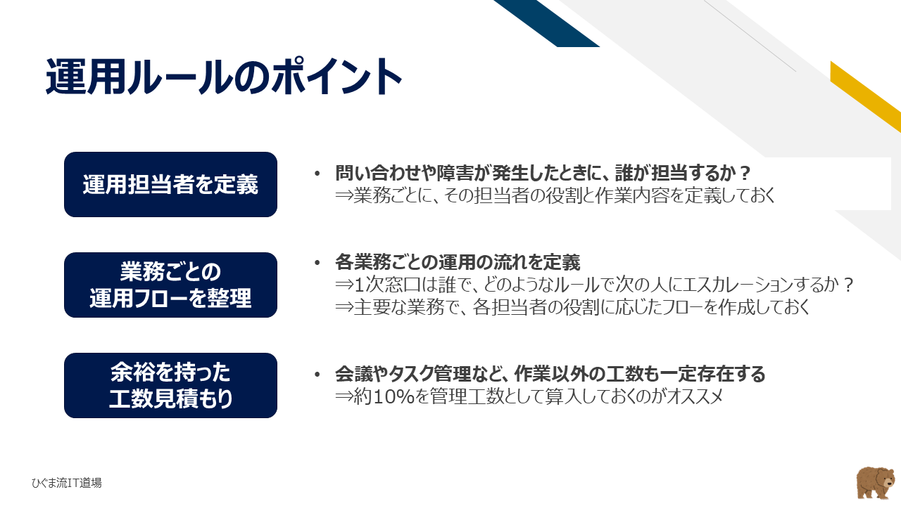 システム稼働に向けた運用ルールの検討ポイント